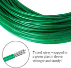 Belleone Swimming Pool Cover Cable and Winch Kit - 150ft Plastic-Coated Steel Pool Cover Wire & Aluminum Spring Loaded Pool Cover Ratchet for Above Ground Swimming Pool Winter Safe (Green)