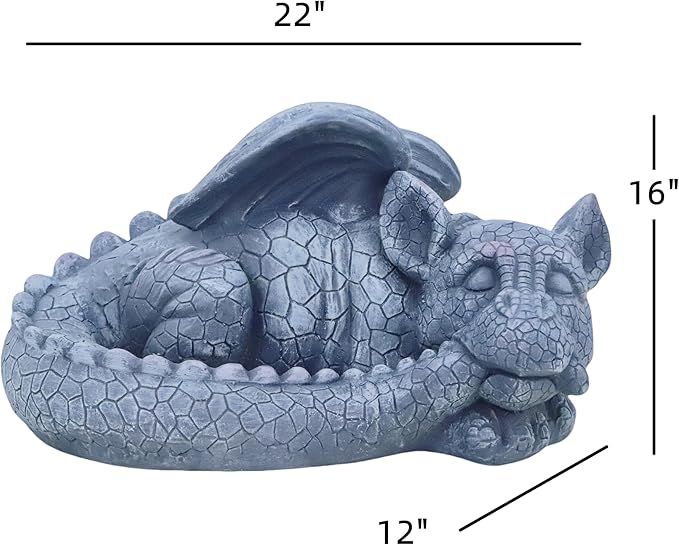 Large Sleeping Dragon Garden Outdoor 22" L Statue Mythical Decor for Lawn Yard Patio Pond Porch Deck Baby Sleeping Dragon Ornament Birthday Presents for Friends Family