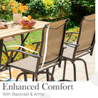 Sophia & William Patio Swivel Bar Stools Set of 4, Bar Height Patio Chair, High Top Patio Chairs, Supports 300 lbs (Brown Fabric)