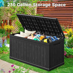 Lyromix 230 Gallon Outdoor Large Resin Storage Box, Waterproof Deck Box Lockable & UV-Resistant, Outside Cushion Storage for Patio Furniture, Garden Tools, Pool Accessories, Black