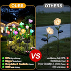 Solar Flowers Lights - Upgraded Outdoor White Rose Flowers Lights, 7-Color Changing & Waterproof Outdoor Solar Lights for Garden, Patio, Backyard,Party and Office (White Rose, 4)