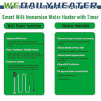 1800W Fully Submersible Water Heater for Bathtub & Swimming Pool – Portable Immersion Electric Heater with WiFi Timer & Auto Shut Off for Hot Tub, Above Ground Pool and Inflatable Pool