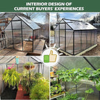 Polycarbonate Greenhouse, 8.2x6.2 FT Easy Assembly Aluminum Heavy Duty Greenhouses for Outdoors w/ Window, Swing Door, Walk-in Green House for Sunroom,Outside, Backyard, Garden, Black