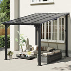 Aoxun 8' x 10' Gazebo for Patio, Gazebo Pergola with Sloped Roof, Large Wall-Mounted Heavy Duty Awnings, for Backyard, Deck, Patio (Gray Polycarbonate Panel)