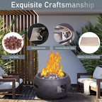 Afterglow TerraFab 22" Round 40,000 Btu Propane Fire Pit for Outdoor Patio Garden Backyard Decking Décor, Weather Resistant Cover and Lava Rocks Included, CSA Certificated, Dark Grey
