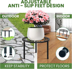 TOSKING Heavy Duty Metal Plant Stands - 10-inch Decorative Round Plant Stand, Adjustable Leveling Feet & Rust-Resistant Finish for Indoor/Outdoor Use