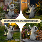 Raccoon Garden Statue with Solar Lantern, Cute Raccoon Figurine Light with Welcome Sign and Bird for Outdoor Patio Balcony Yard, Unique Resin Statue for Mom Grandma Women