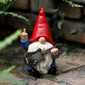 Garden Gnome with Guitar 7.1“ Figurine Ornament for Indoor Outdoor Home Patio Yard Lawn, Red Hat, Blue Outfit, Indoor Outdoor Decorative Statue