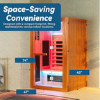 Woodbridge Infrared Home Sauna Room 2 Person Hemlock Wooden Indoor Sauna with 7 Carbon Heaters, Red Light Therapy, Bluetooth Speaker, Intelligent Control Panel, Tempered Glass & Top Vent