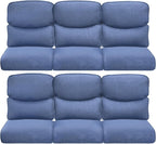 Pop 22x25/22x24 Outdoor Furniture Cushions Set of 6 - Comfortable Patio Chair Cushion for Rattan Wicker Dining Rocking Swivel Chairs Loveseat Couch L-Shape Sectional Sofa - Navy Blue/Smile