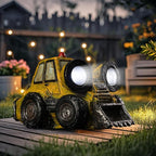 Garden Statue Outdoor Solar Light Decor with LED Light Rustic Vintage Bulldozer Construction Vehicle Decoration for Lawn Patio Yard Gifts for Women