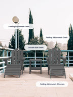 KINGYES Folding Adirondack Ottoman Set of 2 for Adirondack Chair, Grey