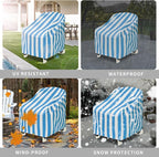 Adirondack Chair Covers Waterproof, Patio Chair Covers, Water Resistant Outdoor Furniture Protection, Heavy Duty With Air Vents, 30W 33D 33H Inches, Blue and White Stripe Pattern