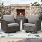 Outdoor Patio Swivel Rocker Chairs - Single Wicker Patio Swivel Rocking Chair with Waterproof Wicker,Comfortable Cushions and Sturdy Metal Frame for Outside Porch Deck Backyard(Brown/Grey/1PC)