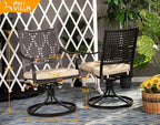PHI VILLA Patio Swivel Dining Chairs Set of 2, Outdoor Chair with Cushions, Patio Furniture Chair with Armrest, Black