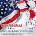 American Flag - Heavy-Duty US Flag - Embroidered Stars - Nylon USA Flag Built for Outdoors - Sewn Stripes - UV Protection - Brass Grommets (5x8 ft)