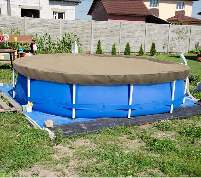 ECOOPTS 13 ft Round Pool Cover for Above Ground Pools, Swimming Pool Cover Protector Winter Safety Cover (Sand)
