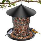 Bird Feeder for Outdoor Hanging, No Mess No Spill - Birdfeeder for Outdoor, Squirrel Proof Bird Feeder w/Catch Tray - Large Capacity All-Metal for Outside Hanging