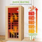 Real Relax Infrared Home Sauna, 1 Person Canadian Hemlock Wood Indoor Dry Saunas with Red Low Emf Light Therapy, Bluetooth Speakers, 9-Color Chromotherapy Lights, 110v for Personal Spa