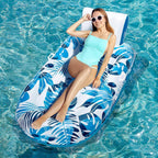 Pool Floats Adult 1-2-3 Person Inflatable Lounger, Extra Large Tanning Recliner Floaty Chair Raft with Backrest, Footrest, Cup Holder for Pool, Lake, River, Beach, Ocean & Party Use