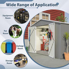 10X8 FT Outdoor Storage Shed, All Weather Metal Sheds withLockable Doors, Tool Shed for Garden, Patio, Backyard, Lawn, Silver Gray