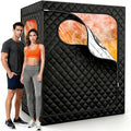 2 Person Sauna, Upgraded Portable Sauna for Home, Extra Large Personal Steam Sauna Box with 2 Steamer, 2 Folding Chair, 71”x 49”x 36”, Full Body Steam Tent at Home Sauna for Relaxation Spa, Black