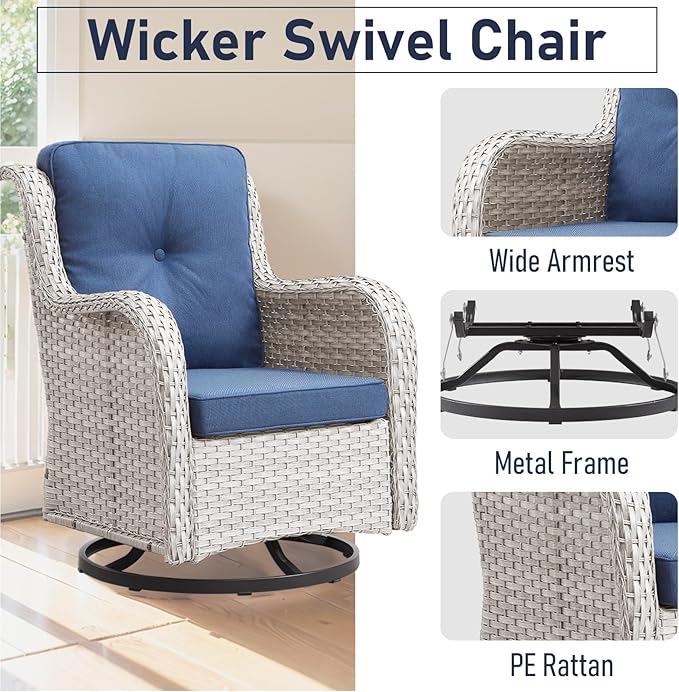 Swivel Rocker Patio Chairs：Patio Swivel Rocker Chairs Set of 2, Outdoor Wicker Rocking Chair Outdoor Swivel Rocker Patio Chair