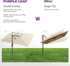 PURPLE LEAF 11ft Patio Umbrella Outdoor Square Umbrella Large Cantilever Umbrellas Windproof Offset Umbrellas Heavy Duty Sun Umbrella for Garden Deck Pool Patio, Cream