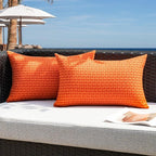 Kevin Textile Fall Outdoor Waterproof Throw Pillow Covers Pack of 2 Farmhouse Decorative Cushion Covers for Garden Patio Tent Balcony Bench Couch Sofa 12x20 Inch, Orange