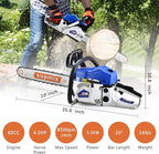 20 Inch Gas Chainsaw 62cc Gasoline Powered Chain Saw 2-Stroke Handheld Cordless Petrol Chainsaws for Cutting Wood Outdoor Home Farm Garden Use