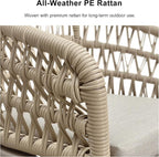 PURPLE LEAF 11 Pieces Outdoor Dining Set All-Weather PE Rattan Outdoor Patio Furniture Set with All Aluminum Frame Rectangular Table and Chairs Set for Lawn Garden Backyard Deck, Champagne