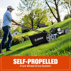 SENIX Self Propelled Gas Lawn Mower 21''- 140 cc 4-Cycle Briggs & Stratton Engine, 3-in-1 Bagging, Mulching, and Side Discharge, 6 Heights Adjustment, Gas Lawn Mower