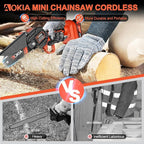 Mini Chainsaw, 4 inch Mini Chainsaw Cordless, Small Hand held Electric Power Chain Saw Battery Powered Operated, Household and Garden for Tree Trimming Wood Cutting, Gifts for Father Husband Men