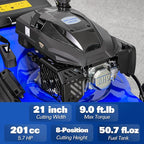 BILT HARD 21 Inch Lawn Mower Gas Powered, 4-Cycle 201cc Engine, 3-in-1 Push Lawnmower with Bagging, Mulching & Side Discharge, Adjustable 8-Positions Cutting Height, Easy Start
