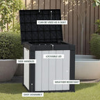 50 Gallon Storage Box, Waterproof Deck Box for Indoor & Outdoor Use, Lockable Pool Storage Bin for Package Delivery, Outdoor Bench for Patio Cushions, Garden Tools, Backyard, Black & White