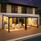 10 * 20FT Pergola,Outdoor Gazebo,Hardtop Lean to Gazebo,Wall Mounted Pergola,Pergolas Gazebos Clearance,Aluminum Frame Pergola,UV Resistant Patio Roof,Patio Awnings for Porch,Lawn,Backyard