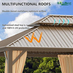 12x20 ft Hardtop Gazebo Outdoor Aluminum Patio Gazebo Double Roof Galvanized Steel Canopy with Netting and Curtains for Garden, Backyard,Deck and Lawns