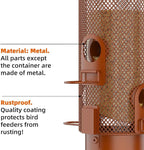 Metal Squirrel Proof Bird Feeder,Bird Feeders for Outdoors,Weight Activated Squirrel Proof Wild Bird Feeders with Finch Cardinal Chickadee,Large Capacity,Weatherproof and Durable,Reddish Brown