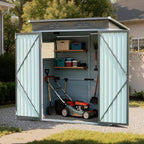 Galvanized Steel Frame & Solid Cedar Wood Wall Shed | 3x5ft Outdoor Storage Shed with Lockable Double Doors & Ventilation Windows for Garden, Lawn, Patio