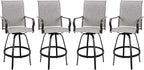 Vongrasig 4 Piece Patio Swivel Bar Chairs, All Weather Metal Textile High Swivel Bar Stools Chairs, Outdoor High Top Bistro Set for Backyard, Lawn Garden, Balcony, Light Grey