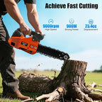Gasoline Chainsaw, 25.4CC 2-Stroke 900W 12 Inch Gas Powered Chainsaw Handheld Gasoline Chainsaws Single Cylinder Air-cooled Cordless Petrol Chain Saws for Wood Cutting Tree Stump Trimming
