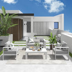 Solaste Outdoor Aluminum Furniture Set - 4 Pieces Patio Sectional Chat Sofa Conversation Set with Table,White