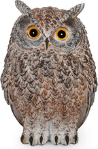 8.3" Realistic Owl Statue for Indoor & Outdoor Decoration, Effective Birds Deterrent for Garden, Patio, Yard, Fake Owl Suitable for Home Decor (Brown)