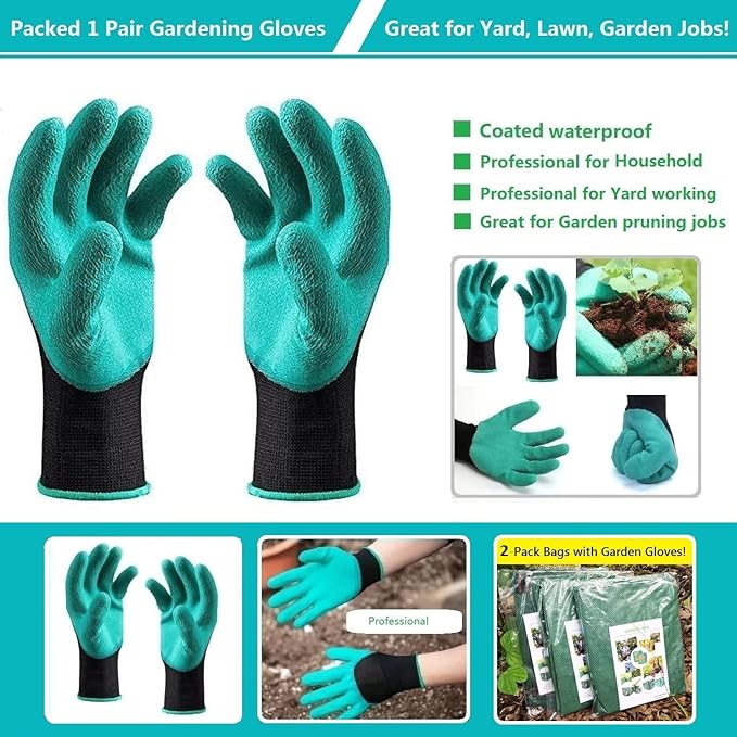 Standard 2-Pack 46 Gallon Yard Garden Bags (D26, H19 inch) with Gloves for Yard Waste Bags,Lawn Debris,Weeds Bag,Recycle Bin,Laundry Container,Camping Waste Bin,Lawn Grass Clippings,Leaf Bag 4 Handles