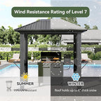 Aoxun Grill Hardtop Gazebo 5'x8', Aluminum Frame Canopy with Galvanized Steel Roof for Outside BBQ Party, Outdoor Metal Pavilion with Double Side Shelves for Backyard, Patio and Deck