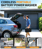 Cordless Pressure Washer Battery Operated, 500 PSI Cordless Power Washer with 6-in-1 Nozzle & Foam Cannon, Handheld Pressure Washer with Triple Water Source & 16FT Hose for Car, Home, Yard
