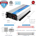 3000Watt Pure Sine Wave Inverter 3000W 12V DC to 110V 120V AC ETL Listed UL458 STD Lithium Battery Compatible with Terminal Block 40Amps and 30FT Wired Remote to Run A/C for RVs Campers,Off Grid Solar