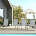 Patio Chairs Set of 4, Outdoor Dining Chairs with Breathable Textilene Fabric, Stackable Patio Chairs for Lawn, Garden, Backyard, Poolside, Beige