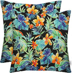 RSH DECOR: Square Throw Pillows Set of 2 | 24” x 24” | All-Weather Spun Fabric | Water and Fade-Resistant | Outdoor Accent Pillows for Patio Furniture | Beachcrest Caviar