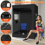 Upgraded Portable Steam Sauna, Portable Sauna Box for Home, Home Sauna Tent Full Body, 1200W 3L Steam Generator, 99 Minute Timer, Folding Chair, Remote Control Included(Black)